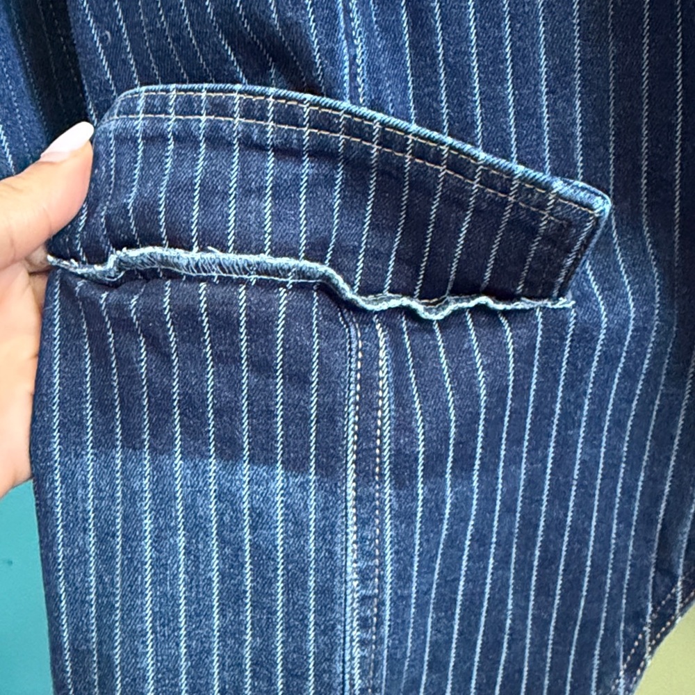 Denim Blue Pinstripe Jacket by Dictionary - Picture 8 of 8